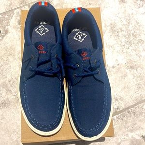 NEW SPERRY TOP-SIDER Captains Moc Toe Sea-Cycled Sneaker Womens Navy Blue
